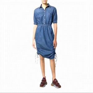𝅺STELLA McCartney Drawstring Midi Denim Ruched Dress Size M/EU 42